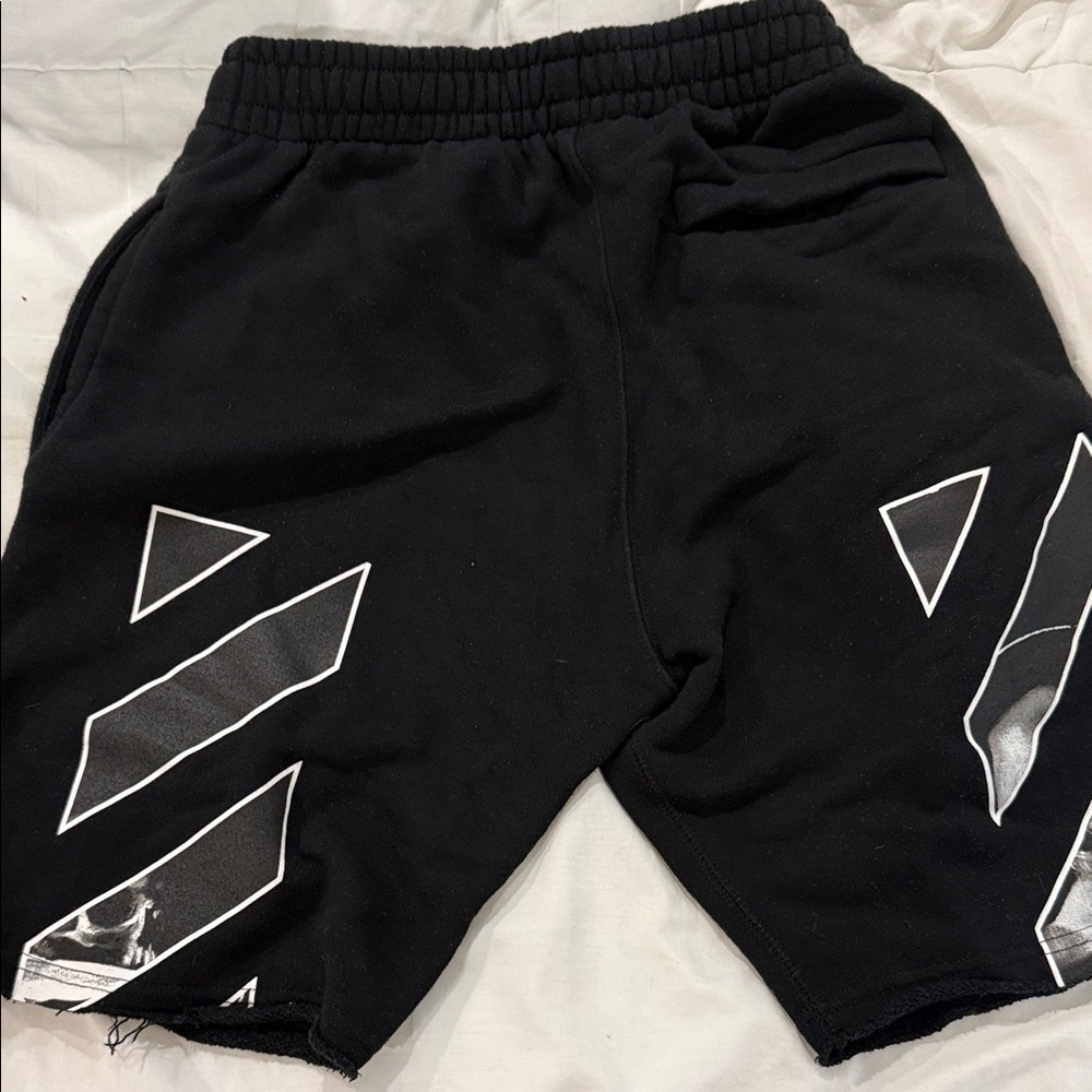 Off-White Black and White Graphic Men's Athletic Shorts